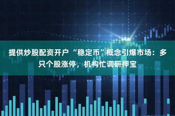 提供炒股配资开户 “稳定币”概念引爆市场：多只个股涨停，机构忙调研押宝